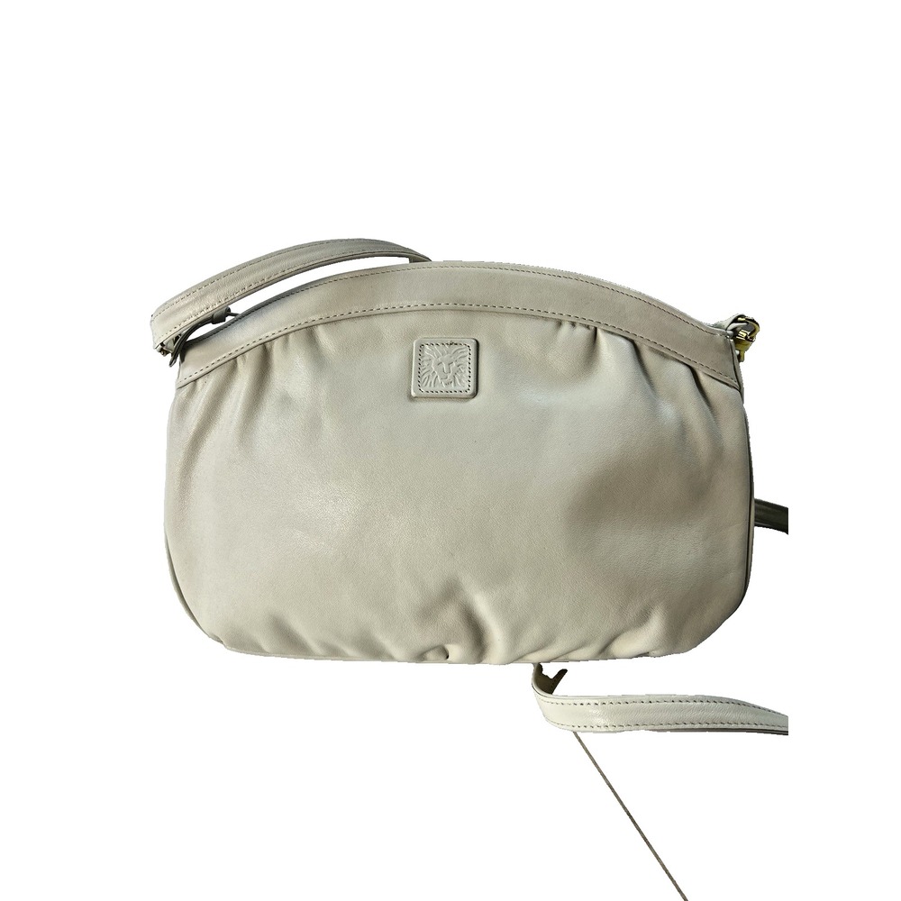 VTG Anne Klein for Calderon White Soft Leather Crossbody Shoulder Bag Lion Logo